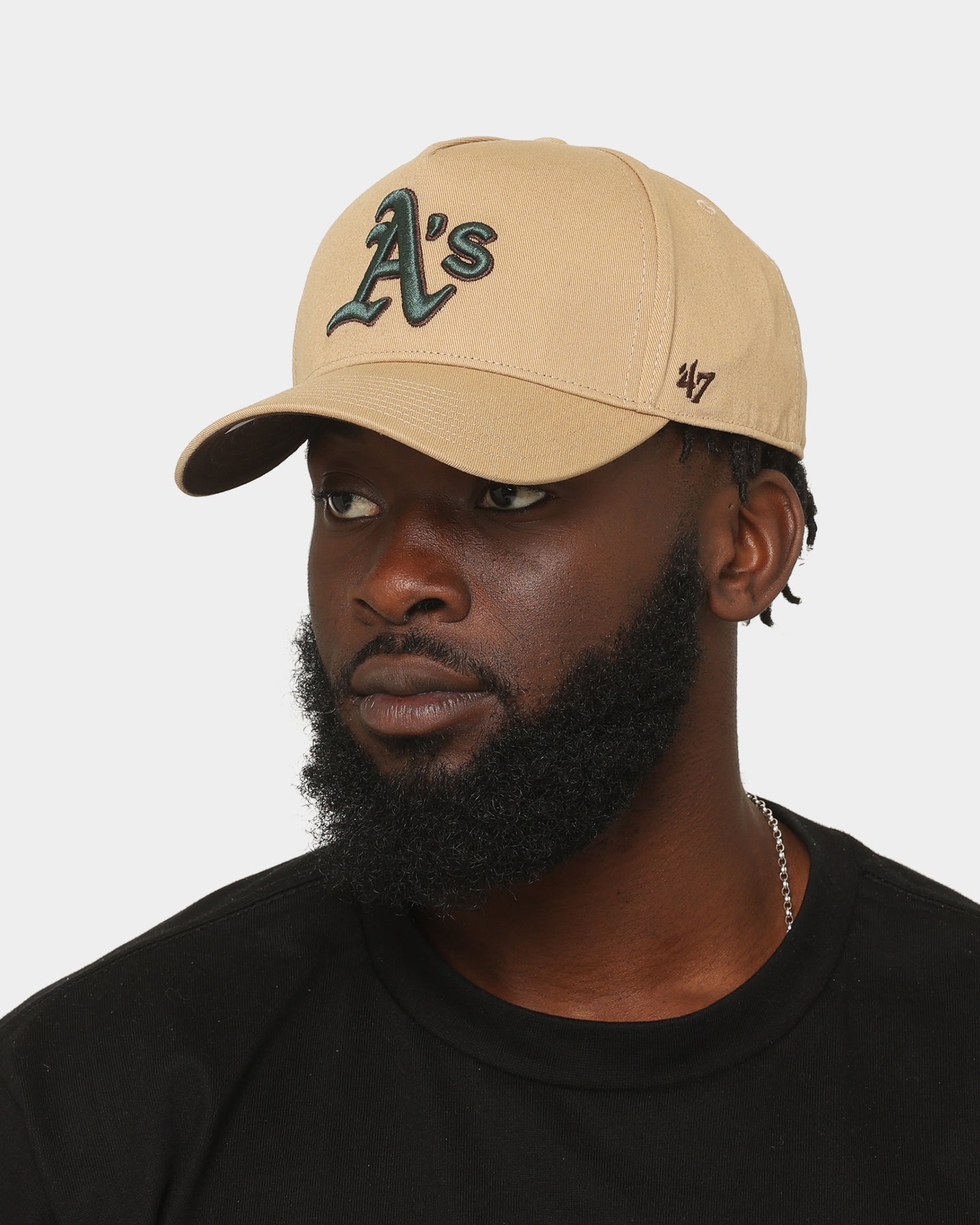 47 Brand Oakland Athletics 'Croc Hunter' MVP Snapback Hat - Khaki/Dark Green Adjustable Baseball Cap for Men & Women - Perfect for Baseball Games, Outdoor Sports and Streetwear Fashion