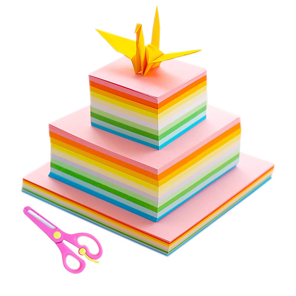 1000 Sheets Colorful Origami Paper for Kids - Double Sided Square DIY Craft Paper in 10 Vibrant Colors (6x6 inch & 3x3 inch) - Perfect for Folding Cranes, Roses, Flowers, Animals, Airplanes and More - Great for Classroom Activities, Birthday Parties & Creative Arts Projects
