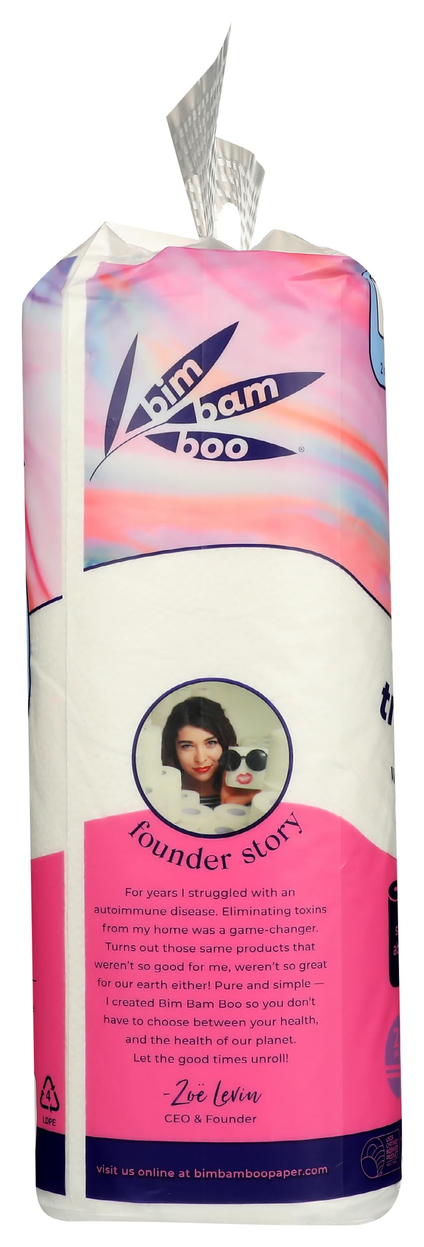 Bim Bam Boo Bamboo Paper Towels - 2-Ply, Eco-Friendly, Reusable & Absorbent - 2 Rolls - Perfect for Kitchen Cleaning, Spills & Sustainable Home Use
