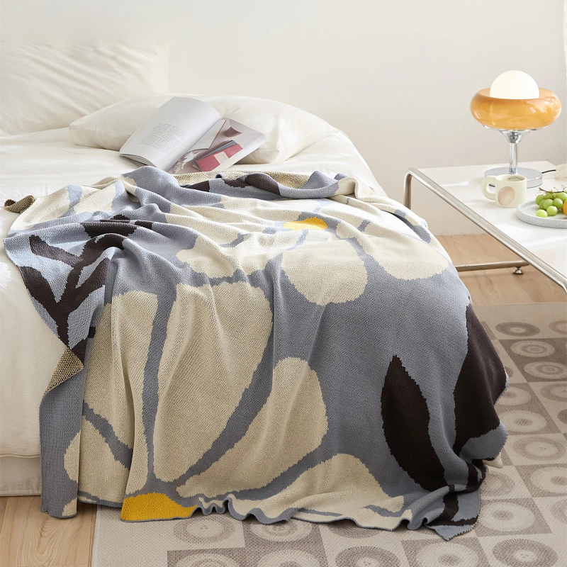 Blossom Meadow Woven Throw Blanket - Soft Cozy Knit Blanket for Couch, Bed & Sofa - Perfect for Home Decor, Gift & Winter Warmth