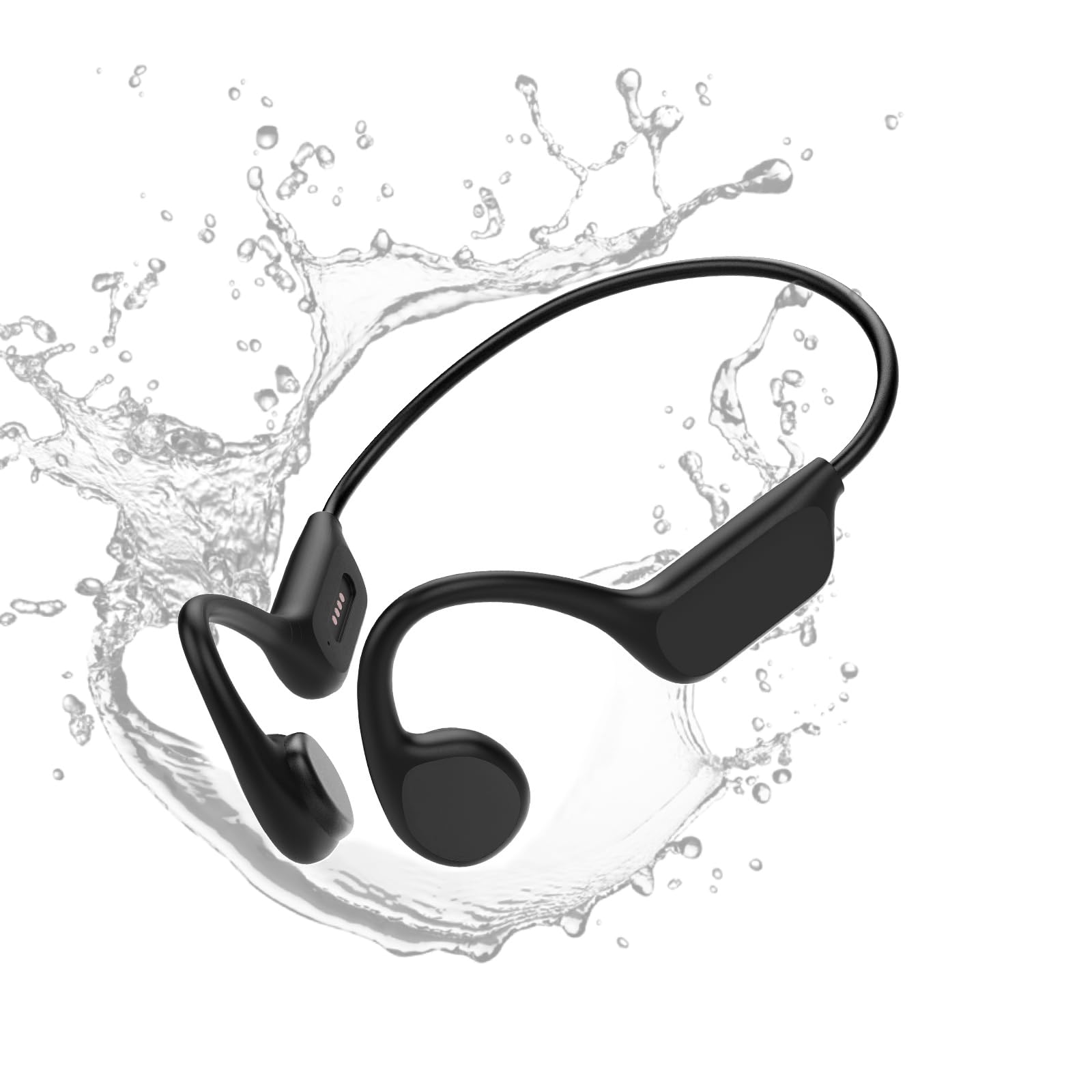Bone Conduction Headphones - Open-Ear Bluetooth 5.4 Wireless Sports Headset with Built-in Mic, 32GB Memory & IPX8 Waterproof for Swimming, Running, Cycling, Workout - Magnetic Charging (Pure Black) | Perfect for Outdoor Activities, Gym Training & Water Sports
