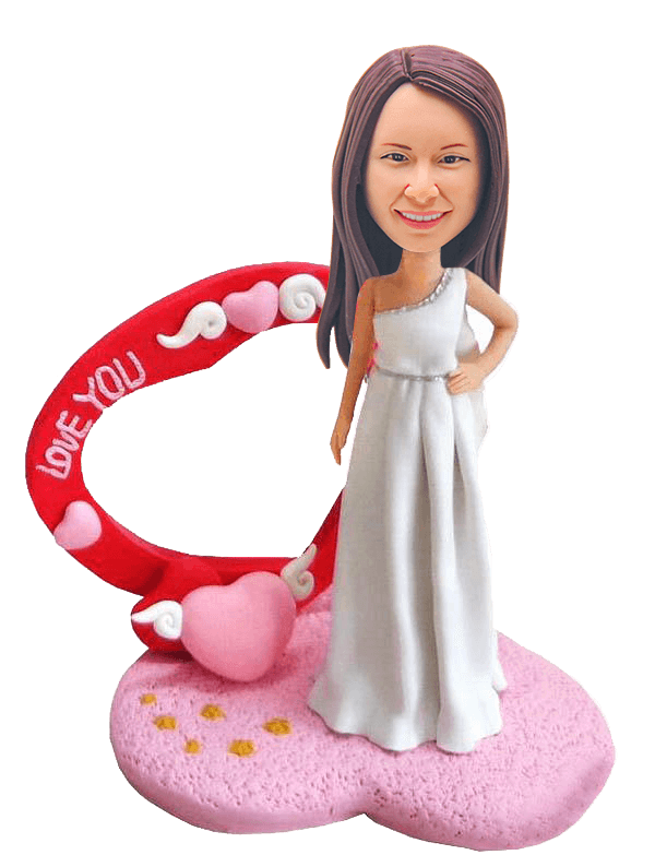 Custom I Love You Bride Bobblehead - Personalized Wedding Cake Topper - Unique Couple Gift for Anniversary, Bridal Shower & Valentine's Day Decor