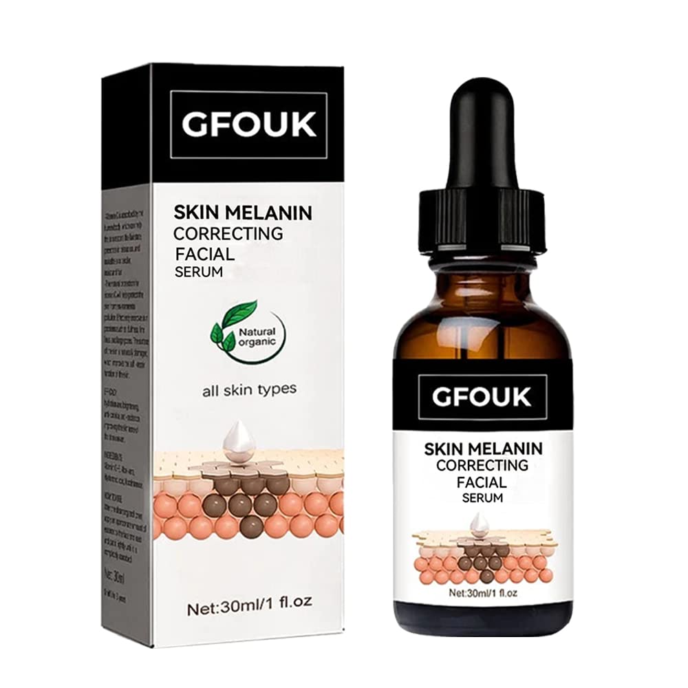 GFOUK Melanin Correcting Facial Serum for Hyperpigmentation - Dark Spot Corrector & Brightening Treatment for Even Skin Tone - 1 Fl Oz - Perfect for Daily Skincare Routine & Nighttime Use