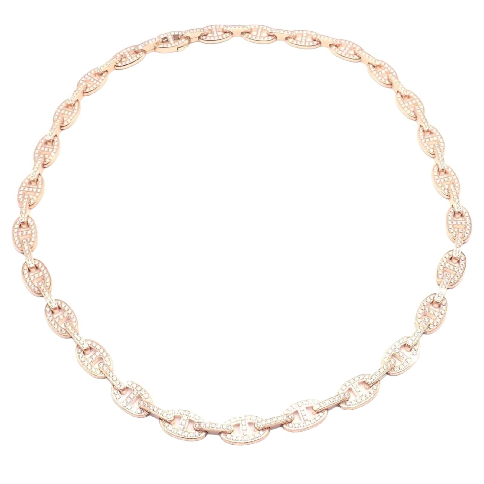 Authentic Hermes Chaine d'Ancre Enchaine 18K Rose Gold Diamond Link Necklace - Luxury Jewelry for Women, Perfect Gift for Anniversary & Special Occasions