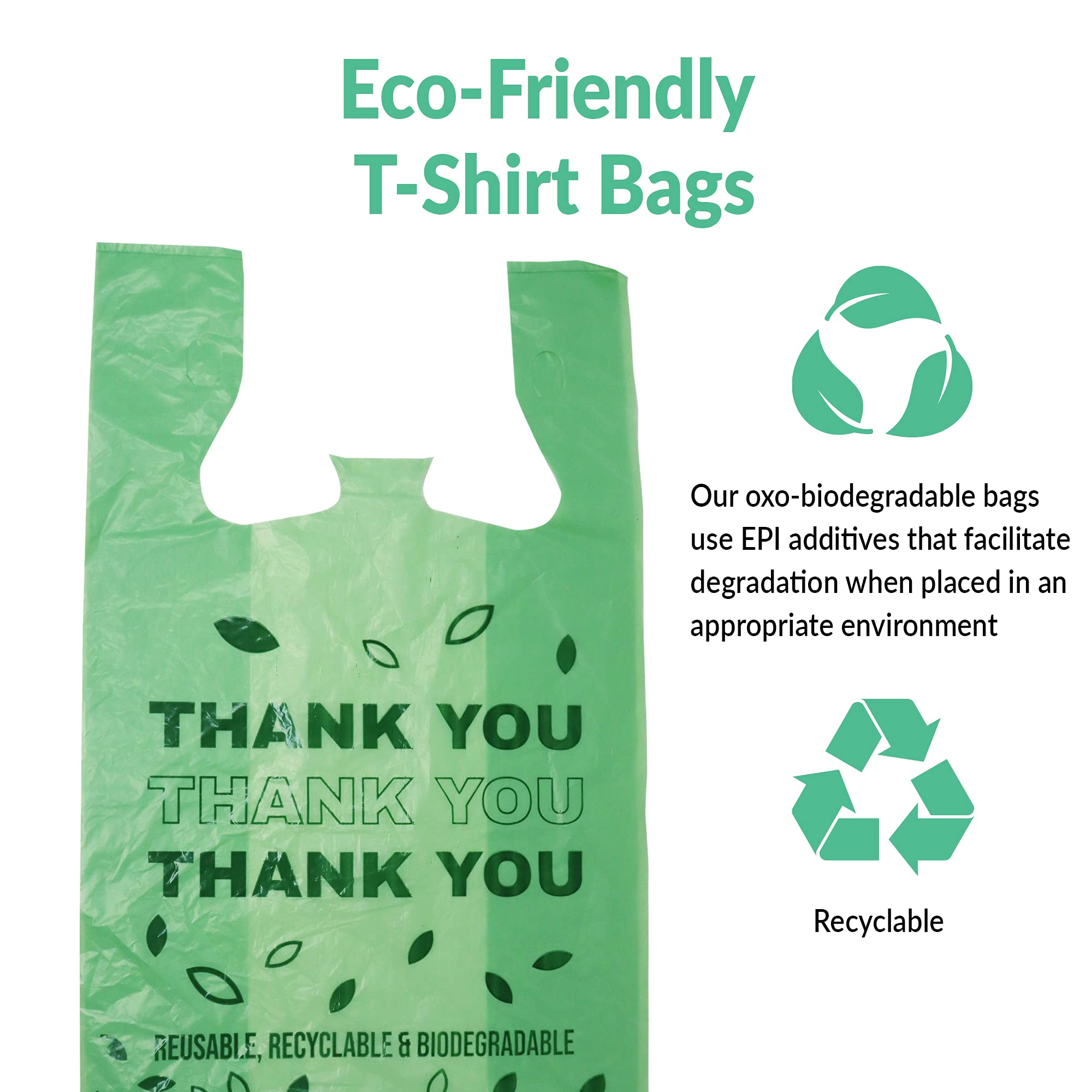 Reliable Biodegradable Thank You Bags - 125 Count Eco-Friendly Shopping Bags | Grocery, Restaurant & Retail Use | Oxo-Biodegradable Plastic | 11.5