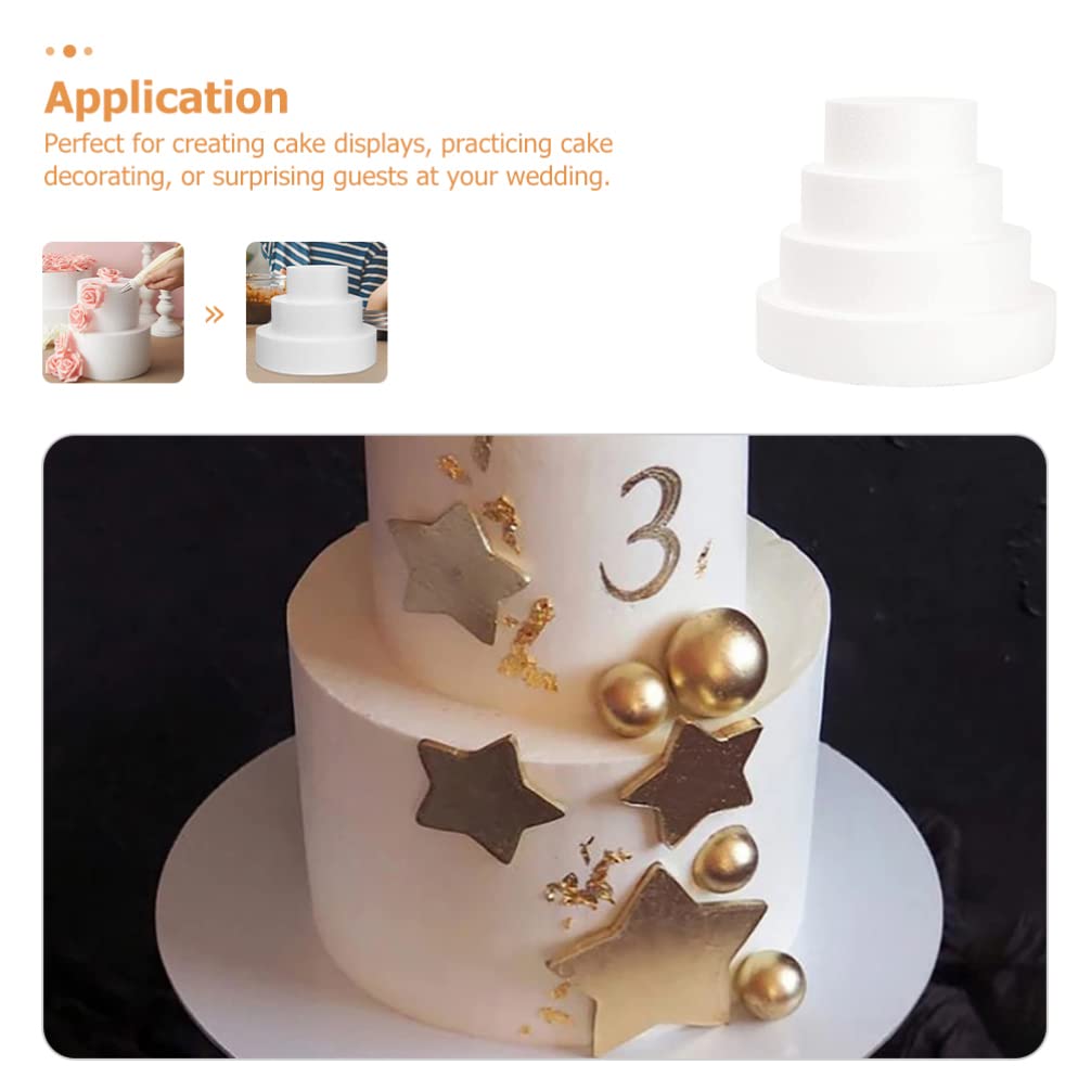 DOITOOL 4-Tier Round Foam Cake Dummies Set for Wedding & Decorating (6, 8, 10, 12 Inch White) - Perfect for Cake Decorating Practice, Wedding Displays & Arts & Crafts Projects