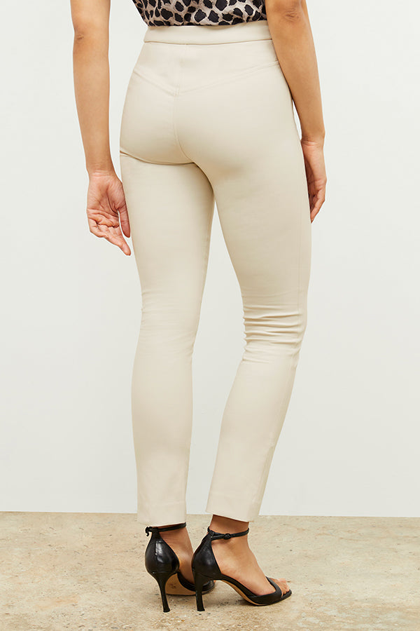 Foster Cigarette Pants for Women - High Waisted Stretch Work Pants in Bone Color - Perfect for Office, Business Casual & Travel