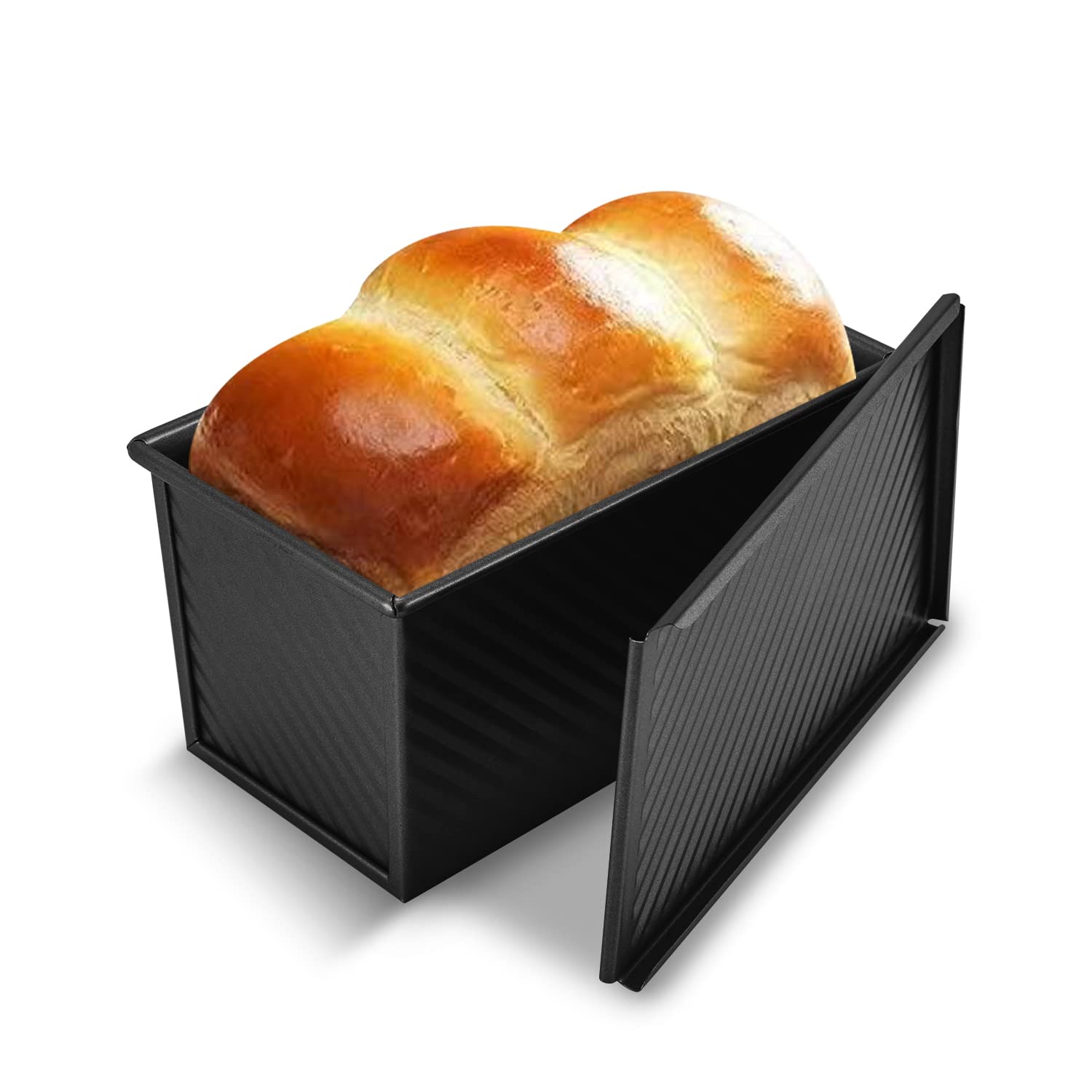 KITESSENSU Pullman Loaf Pan with Lid - 1 lb Dough Capacity Non-Stick Carbon Steel Bread Pan for Perfect Homemade Bread | Ideal for Baking Sandwich Loaves, Toast & Artisan Bread at Home