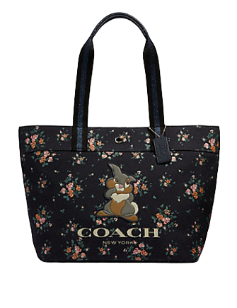 Coach Disney X Coach Tote Bag with Rose Bouquet Print & Thumper Design - Stylish Women's Shoulder Bag for Work, Travel & Everyday Use