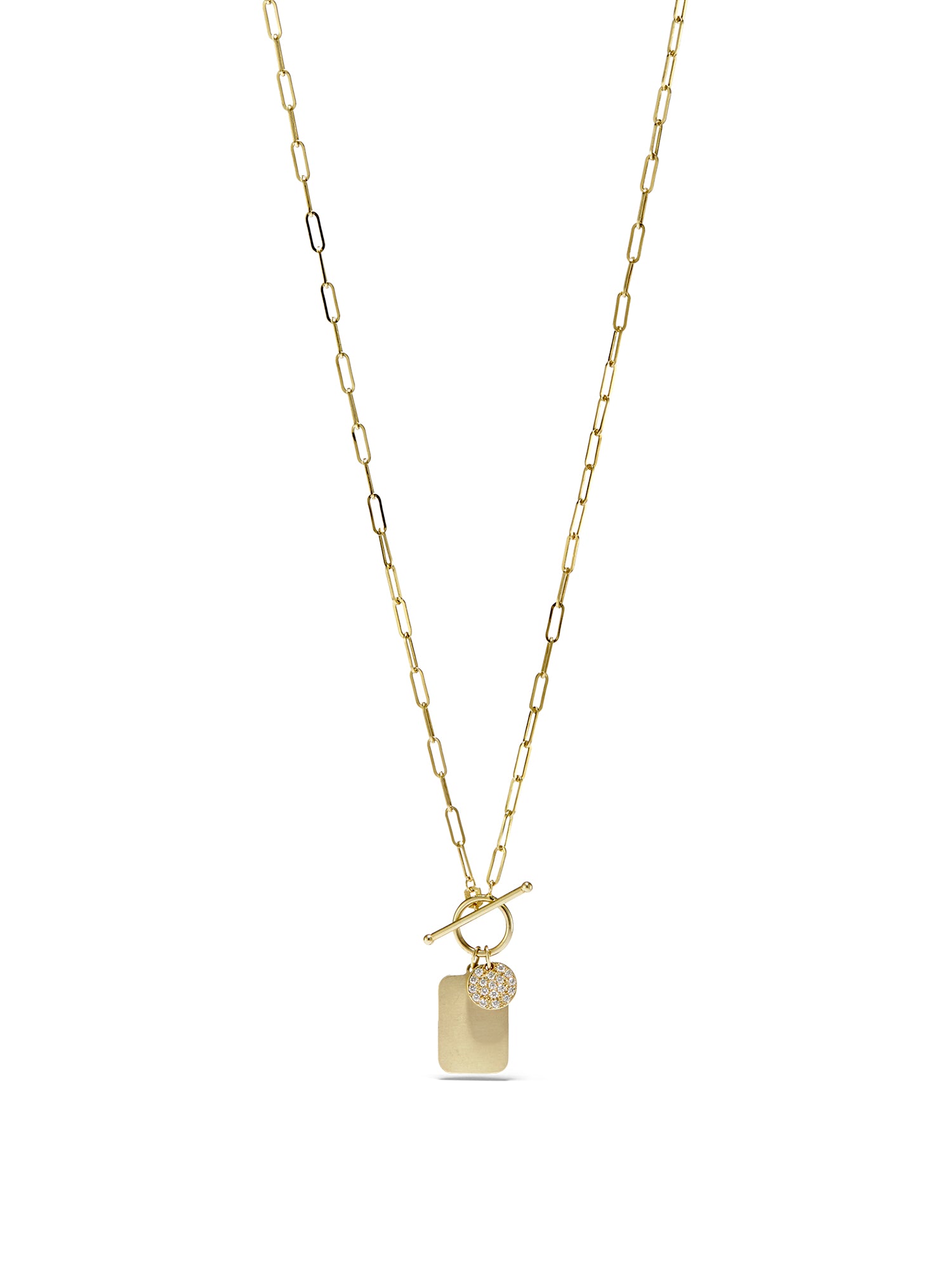 Pavé Rectangle Charm Toggle Necklace - Elegant Sterling Silver Jewelry for Women | Perfect for Date Night, Wedding & Special Occasions