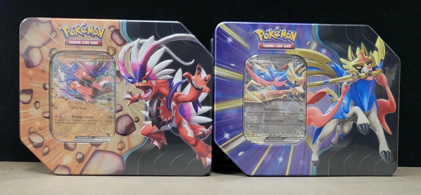 Pokemon TCG Slashing Legends Tin Set of 2 - Scarlet & Violet Expansion | Collectible Trading Cards for Battles & Gifts