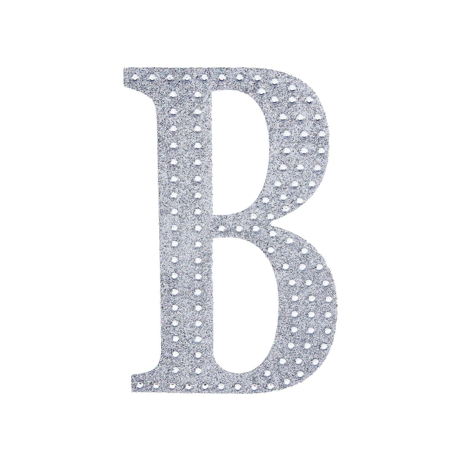 Efavormart 6 Inch Silver Self-Adhesive Rhinestone Letter B Stickers - DIY Crafts, Scrapbooking, Graduation Cap Decor, Wedding & Birthday Party Supplies - Perfect for Home Decor, Gift Wrapping, and Personalized Projects