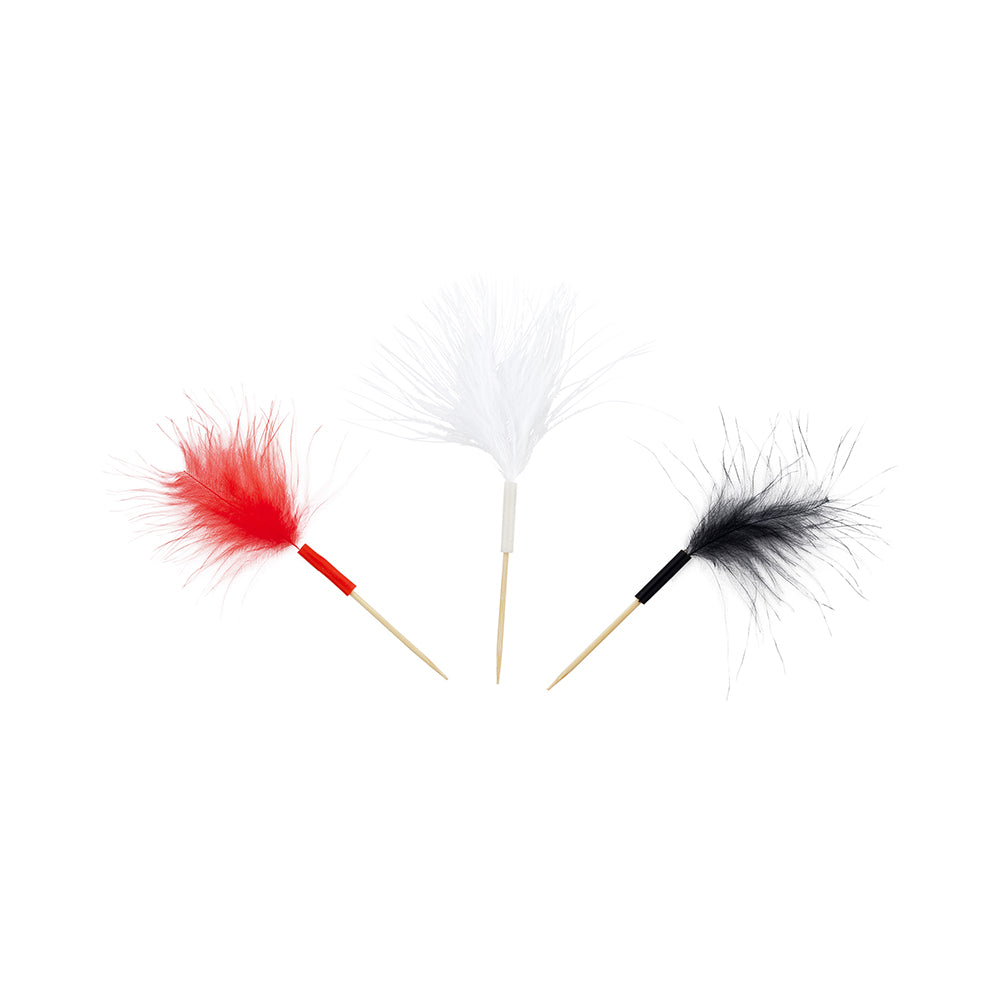 Assorted Bamboo Fuzzy Wuzzy Feather Skewers - 500 Count Box for Cocktail Garnishes, Party Decorations & Creative Crafts
