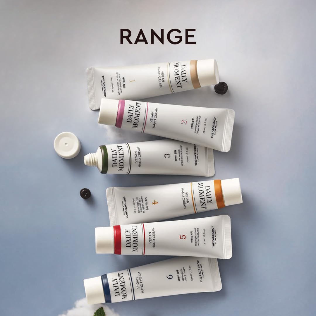 The Face Shop Daily Moment Vegan Hand Cream - Sunset Rooftop Scent with Hyaluronic Acid & Shea Butter | Non-Greasy, Fast Absorbing Moisturizer for Dry Hands | 30ml Travel Size | Perfect for Office, Travel & Daily Hydration