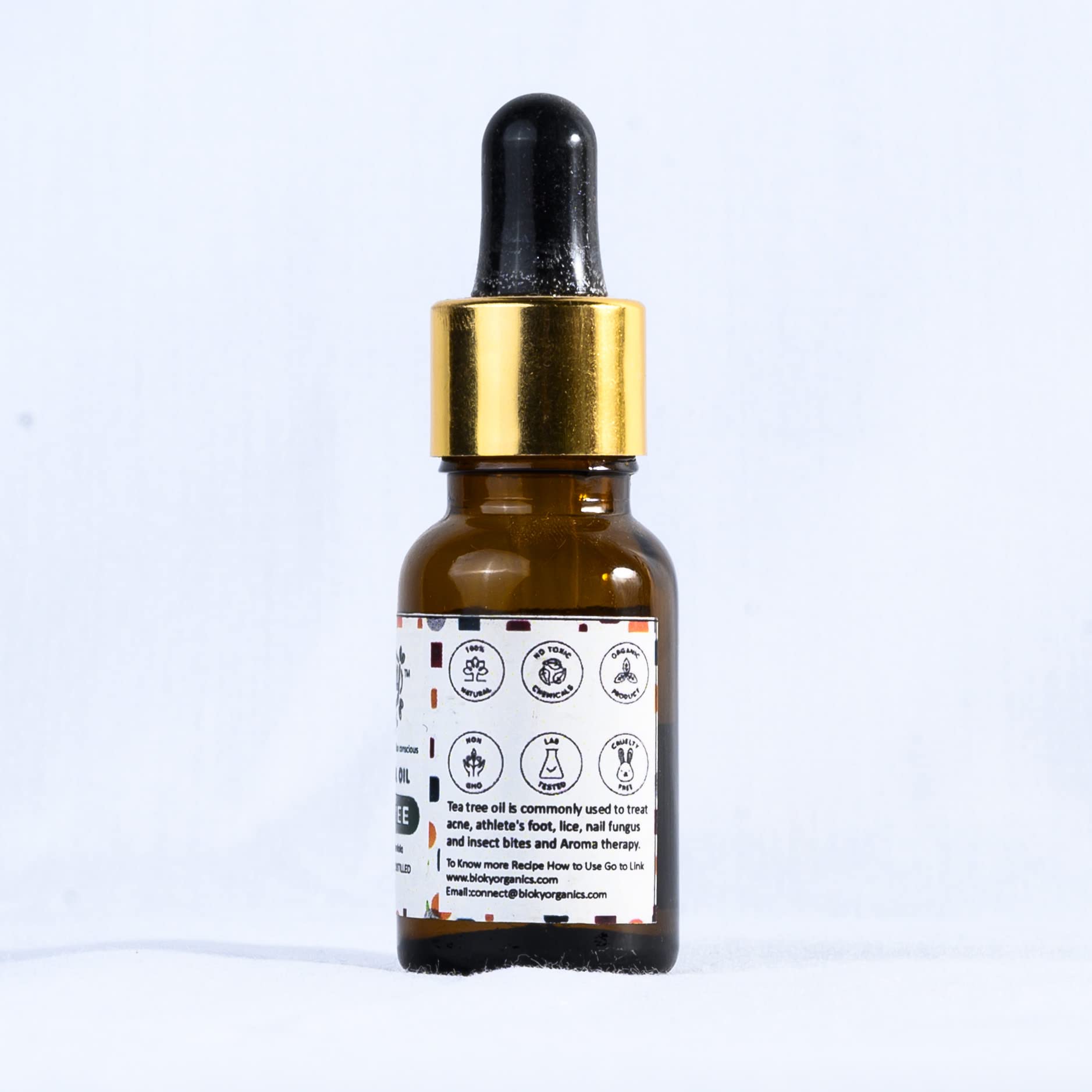 **Bioky Organics Tea Tree Essential Oil - 15 ml | 100% Pure & Natural Undiluted Tea Tree Oil for Acne, Pimples, Skin & Hair Care | Aromatherapy, Therapeutic Grade | Perfect for DIY Skincare & Home Remedies**