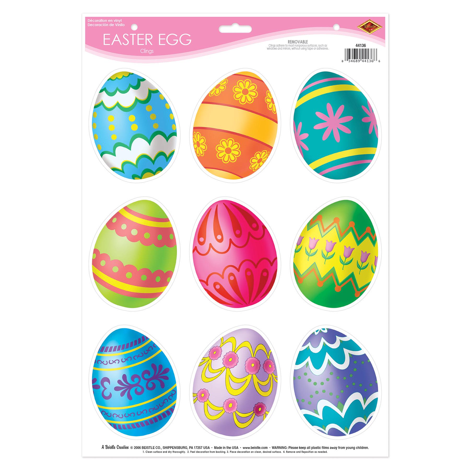 108 Pack Beistle Easter Egg Clings - Colorful Window Stickers for Easter Decorations, Spring Party, Classroom Activities & Kids Crafts