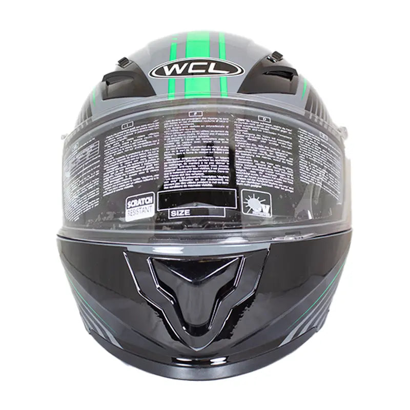 Premium Black & Green Leather Biker Helmet for Men & Women - West Coast Style Motorcycle Gear for Safety & Style - Perfect for Cruising, Racing & Urban Riding