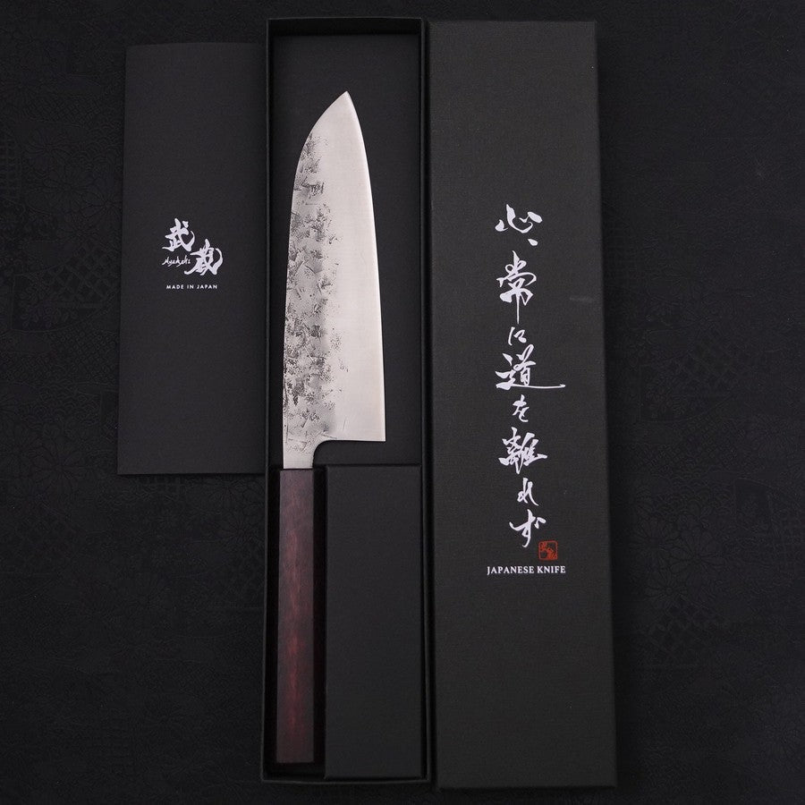 Premium Santoku Knife 165mm - SLD Nashiji Blade with Purple Urushi Handle - Japanese Kitchen Knife for Slicing, Dicing & Chopping Vegetables, Meat & Fish - Perfect for Home Chefs & Professional Kitchens