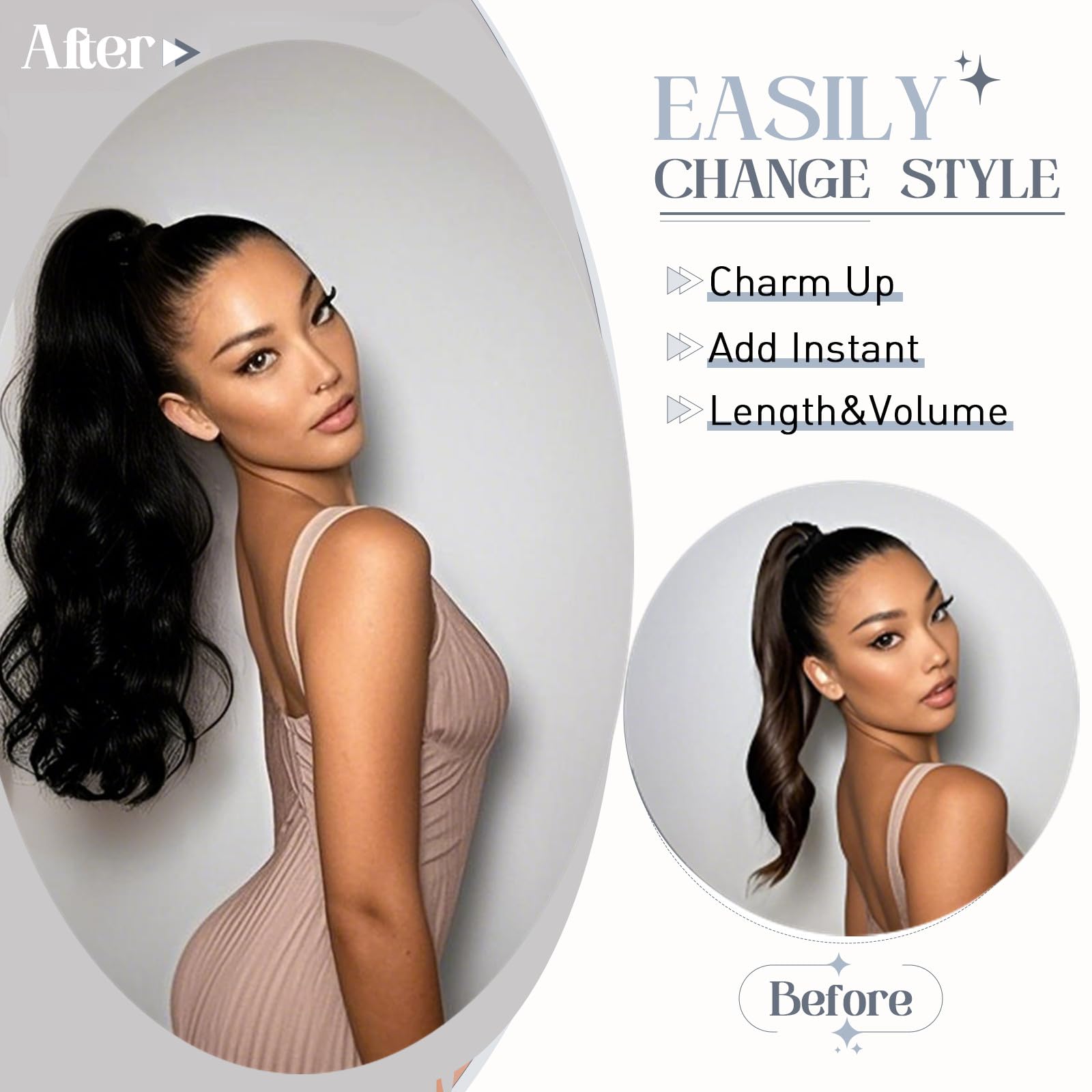Rich Choices Jet Black 22 Inch 120g One Piece Claw Clip Human Hair Ponytail Extension - Real Hair Balayage Straight Ponytail for Women - Perfect for Parties, Weddings & Everyday Styling