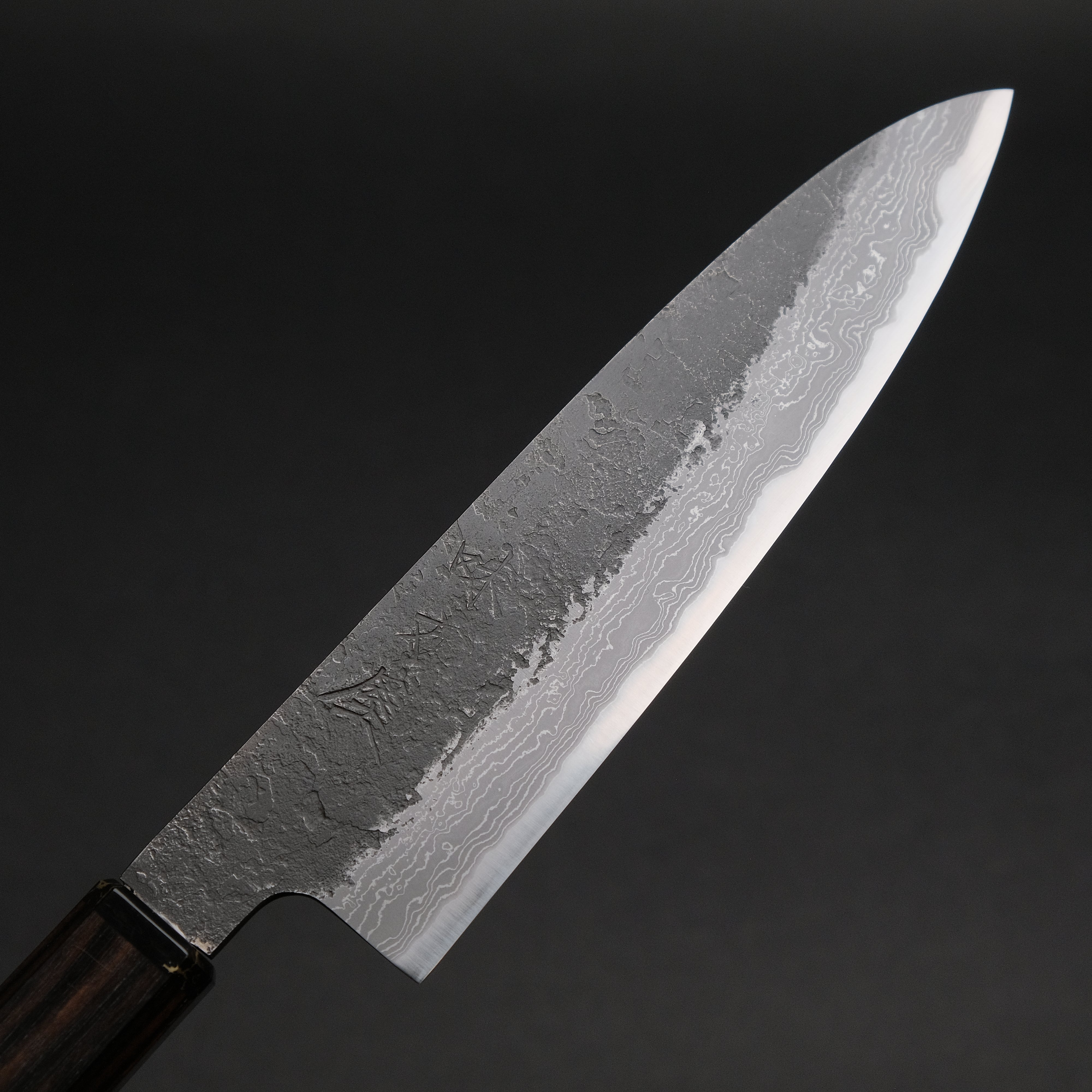 Premium Ajikataya White #2 Nashiji Damascus 150mm Petty Knife with Ebony & TQP Handle (#63) - Perfect for Slicing, Dicing, and Precision Kitchen Tasks