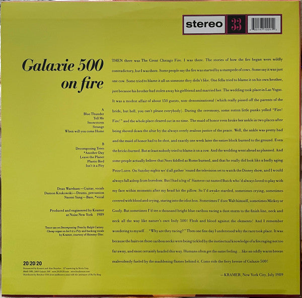 Galaxie 500 - On Fire Vinyl LP Album (Limited Edition Reissue, Remastered) - Near Mint Condition - Perfect for Record Collectors & Indie Music Lovers