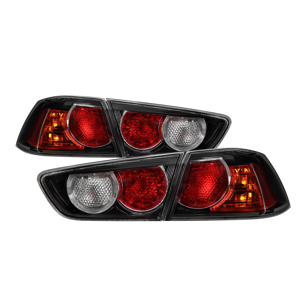 Jdragon LED Tail Lights Compatible for Mitsubishi Lancer 2008-2017 & EVO X 2008-2015 - Black Replacement Brake Light Pair Set - Enhanced Visibility & Style for Night Driving & Car Customization