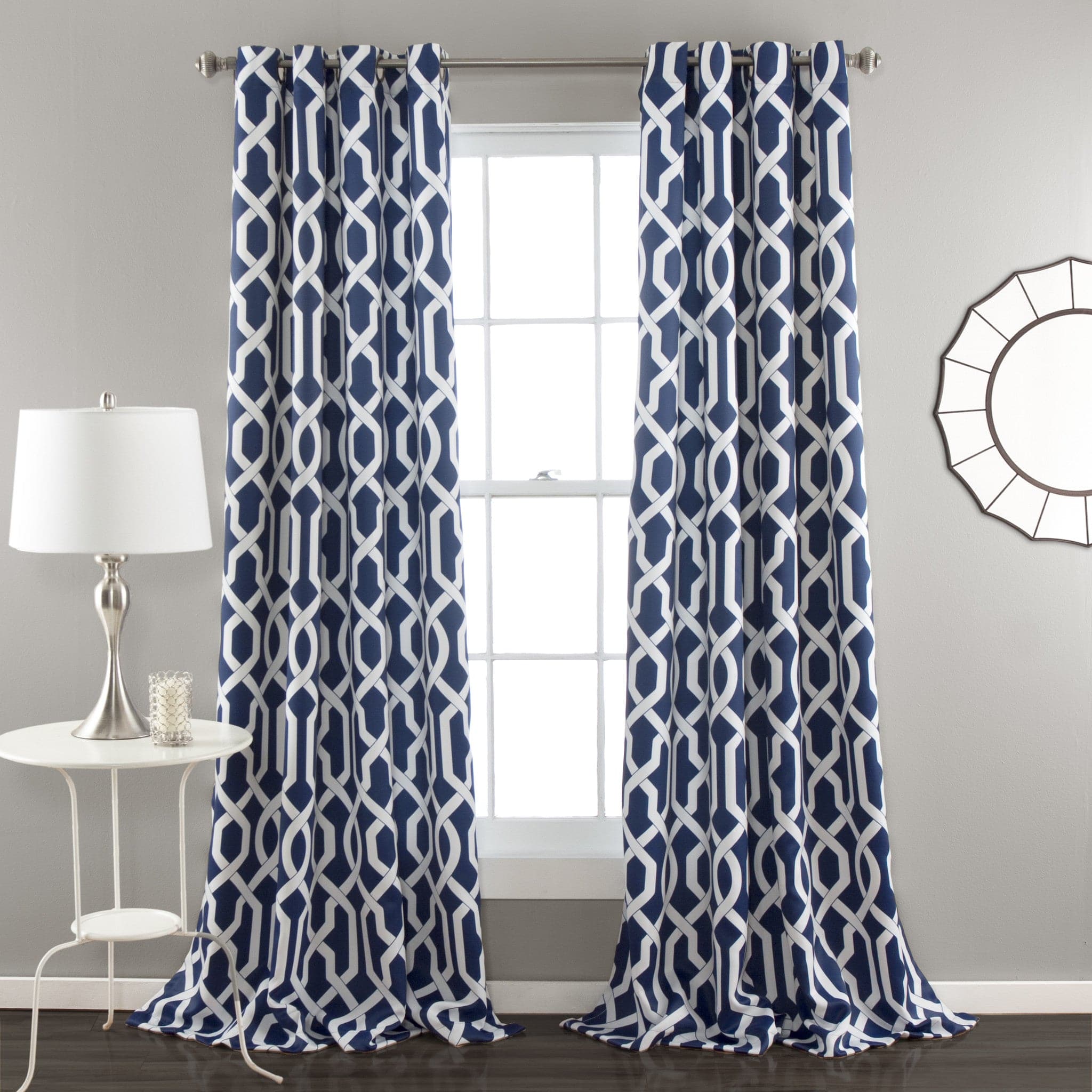 Edward Trellis Light Filtering Window Curtain Panel Set - Elegant Sheer Drapes for Living Room & Bedroom - Perfect for Privacy & Sun Protection
