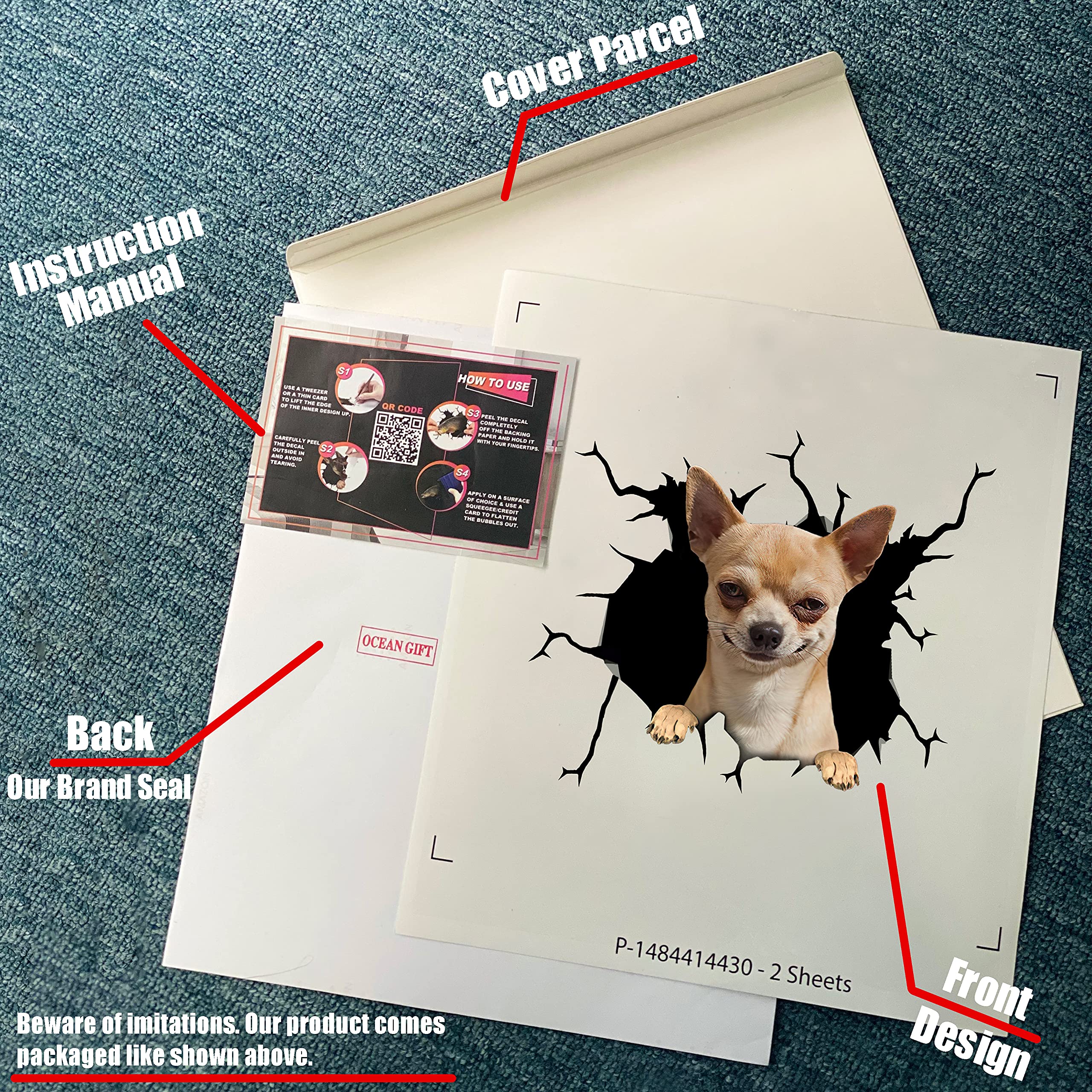 Realistic Chihuahua Car & Wall Decals Stickers - Pack of 2 (8