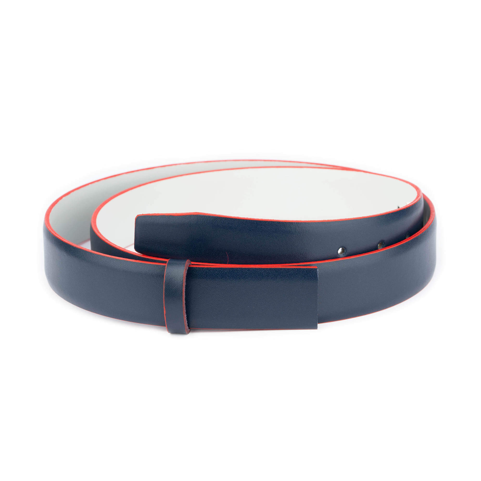 Light Gray Reversible Belt Strap for Cartier Buckles - Blue & Red Edges | Premium Dress & Casual Fashion Accessory