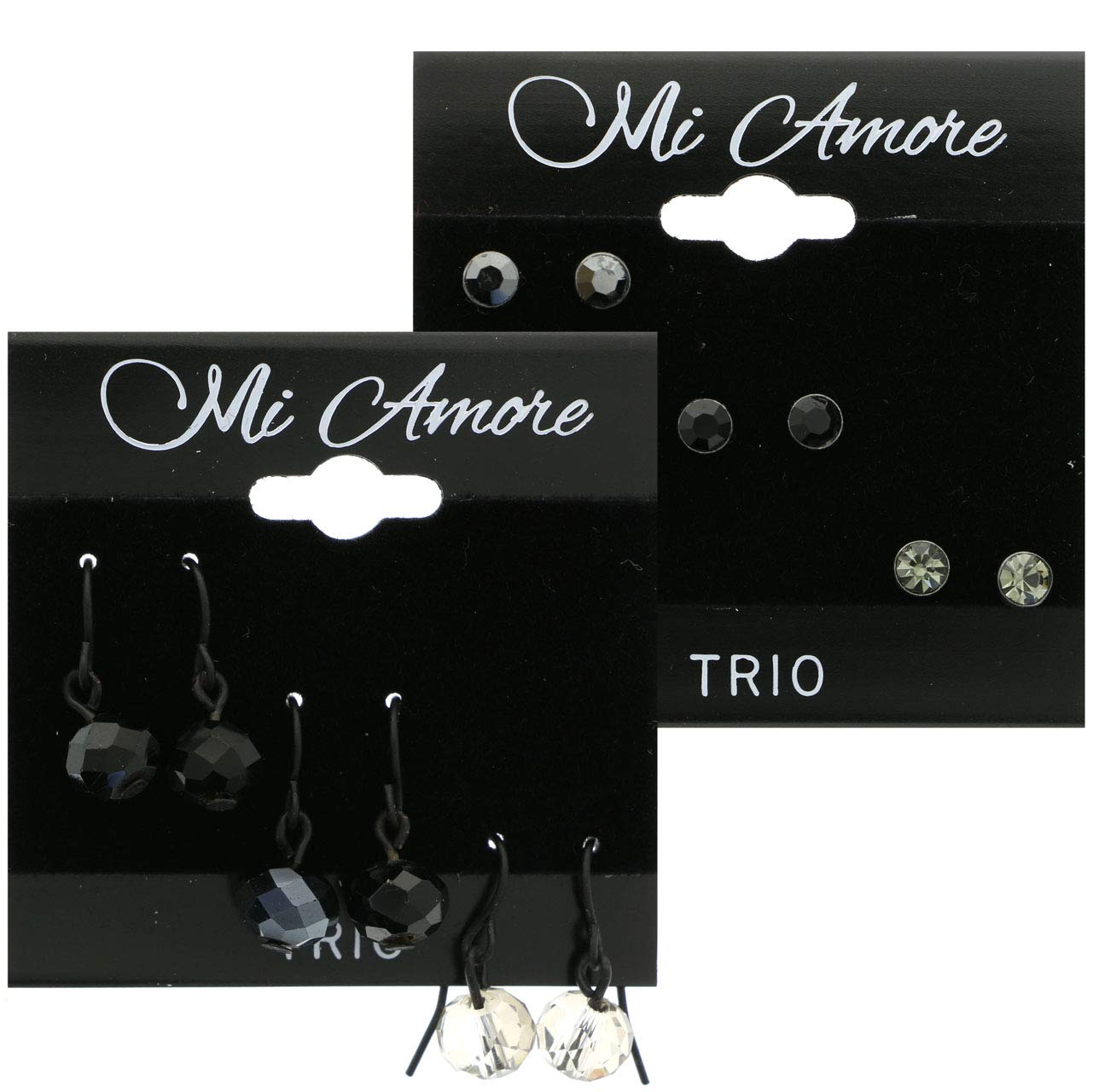 Mi Amore Multiple Earring Set Black - Elegant Stackable Earrings for Women, Perfect for Parties, Weddings & Everyday Wear