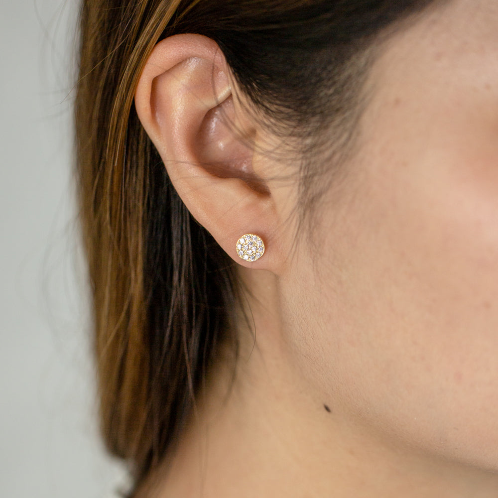 9ct Gold Silver Plated Cubic Zirconia Round Stud Earrings for Women - Elegant Everyday Jewelry Gift for Her, Perfect for Parties, Weddings & Special Occasions