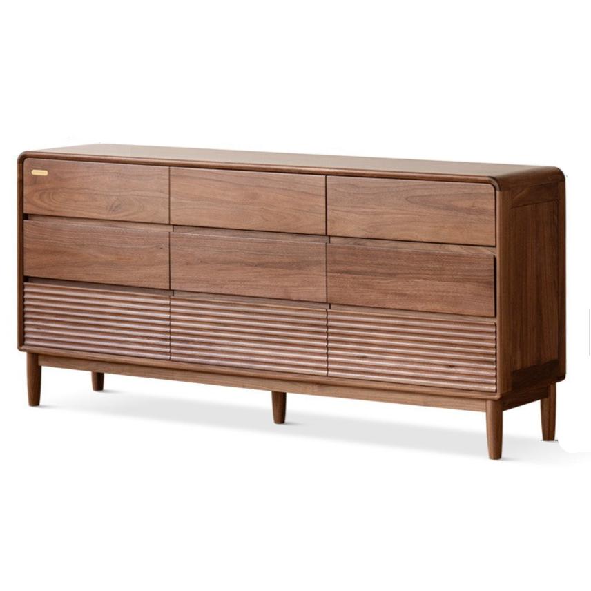 64.9x15.7x30.7 inch / 165x40x78 cm / Rich Dark Walnut Color / nine-drawer cabinet