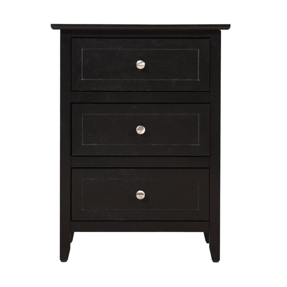 Glory Furniture Daniel 3-Drawer Nightstand in Black - Modern Bedside Table for Bedroom Storage & Organization