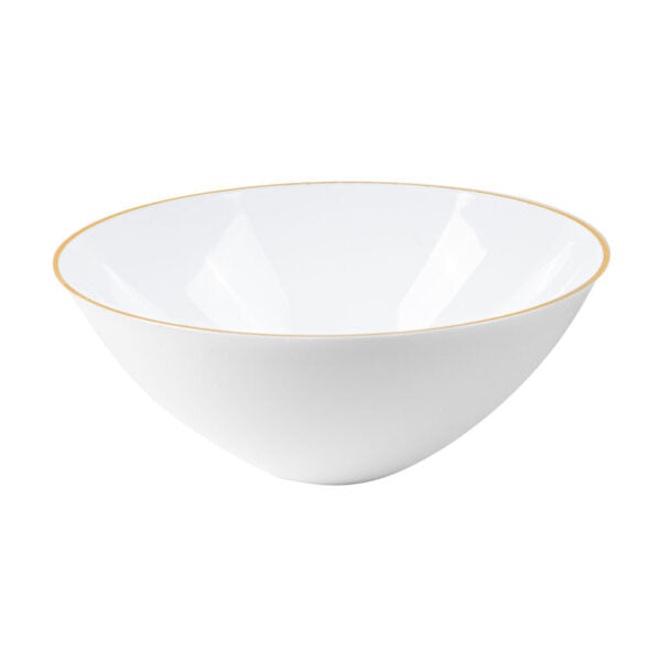 Premium White & Gold Organic Plastic Salad Bowls - 2 Pack Set, BPA-Free & Eco-Friendly for Healthy Meals, Picnics, and Party Serving
