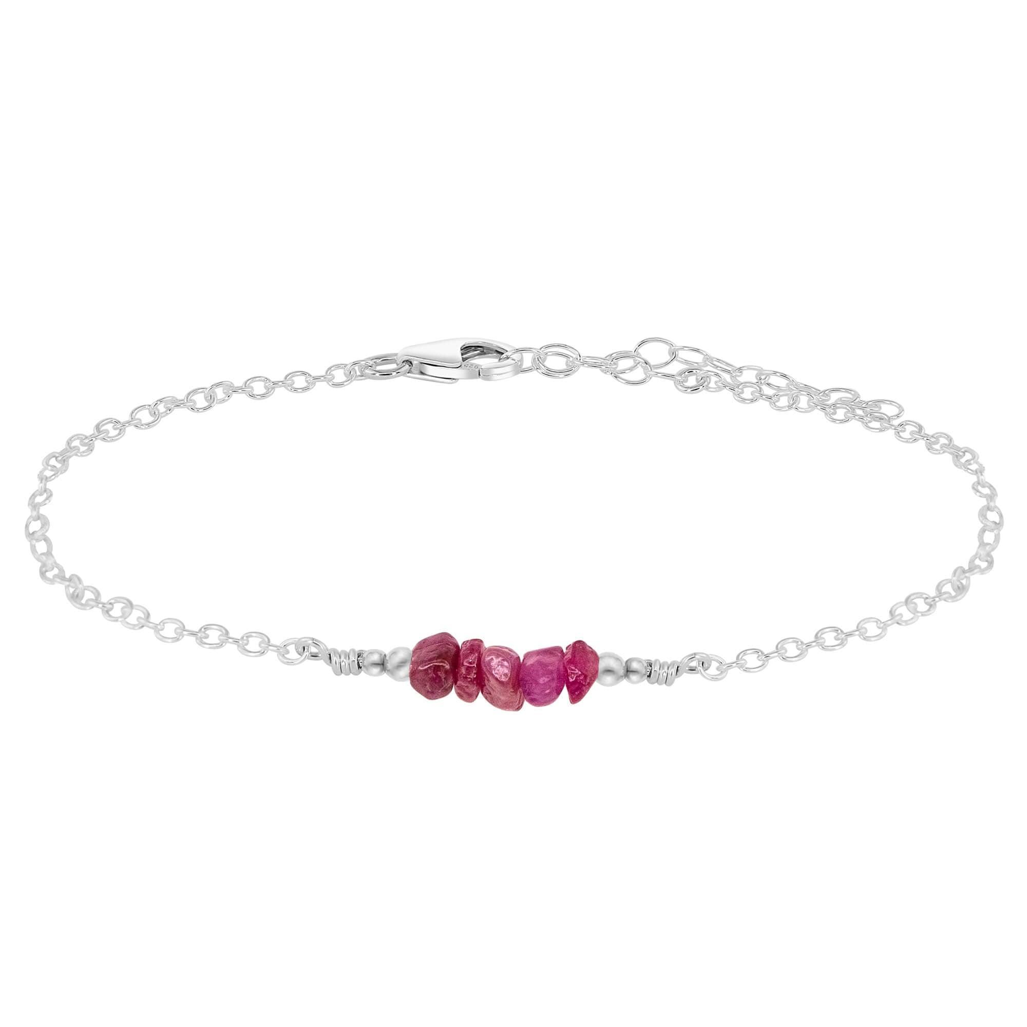 Ruby Chip Bead Bar Anklet - Elegant Handmade Ankle Bracelet for Women | Perfect for Beach, Summer & Boho Fashion