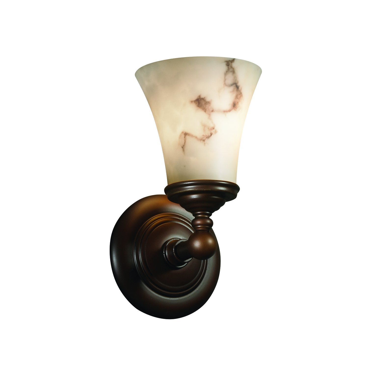 Justice Design Group LumenAria 1-Light Wall Sconce - Dark Bronze Finish with Faux Alabaster Resin Shade - Elegant Wall Lighting for Bedroom, Hallway, and Living Room Decor