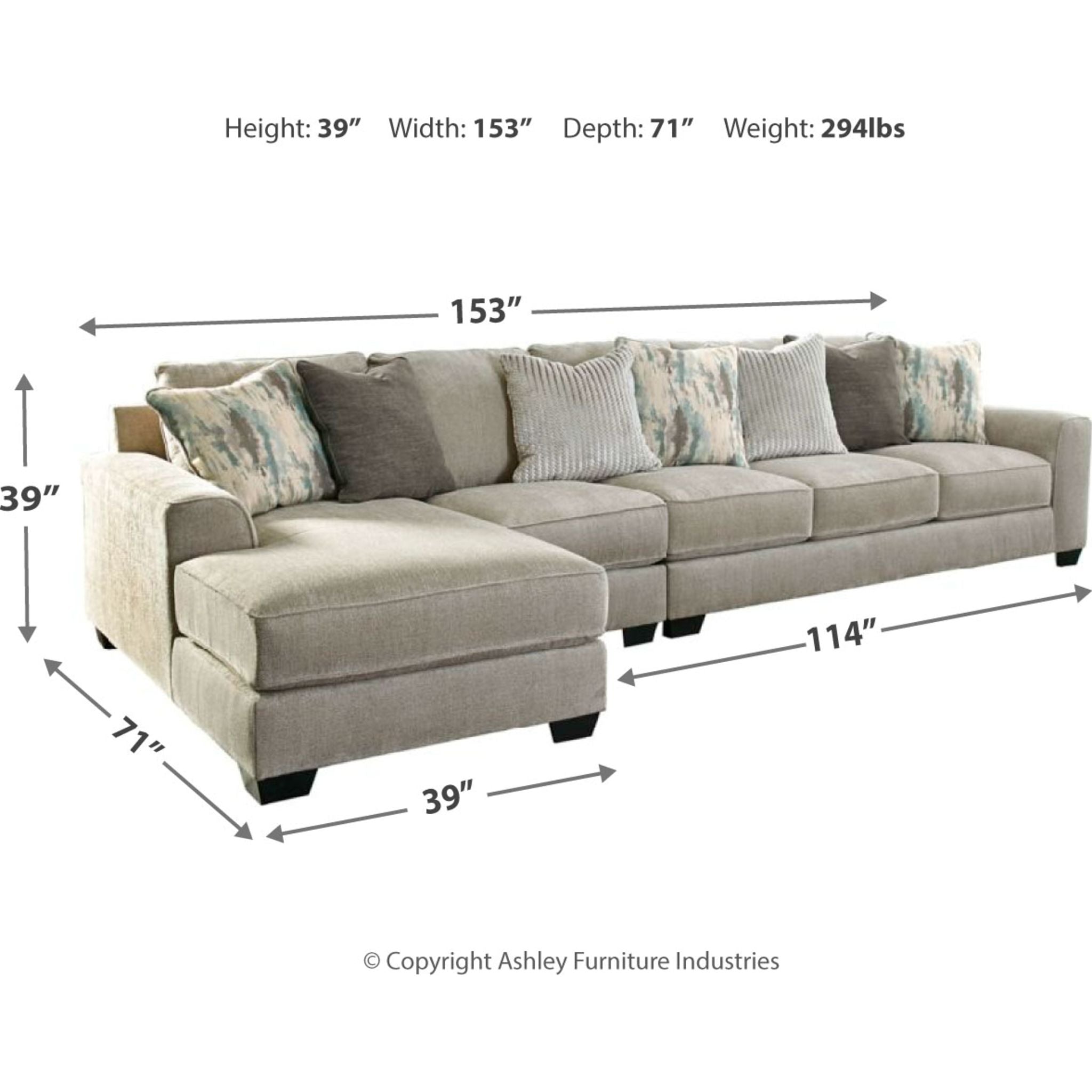 Ardsley 3-Piece Sectional Sofa with Chaise Lounge - Modern L-Shaped Couch for Living Room, Family Room & Home Theater - Soft Fabric Upholstery & Sturdy Frame