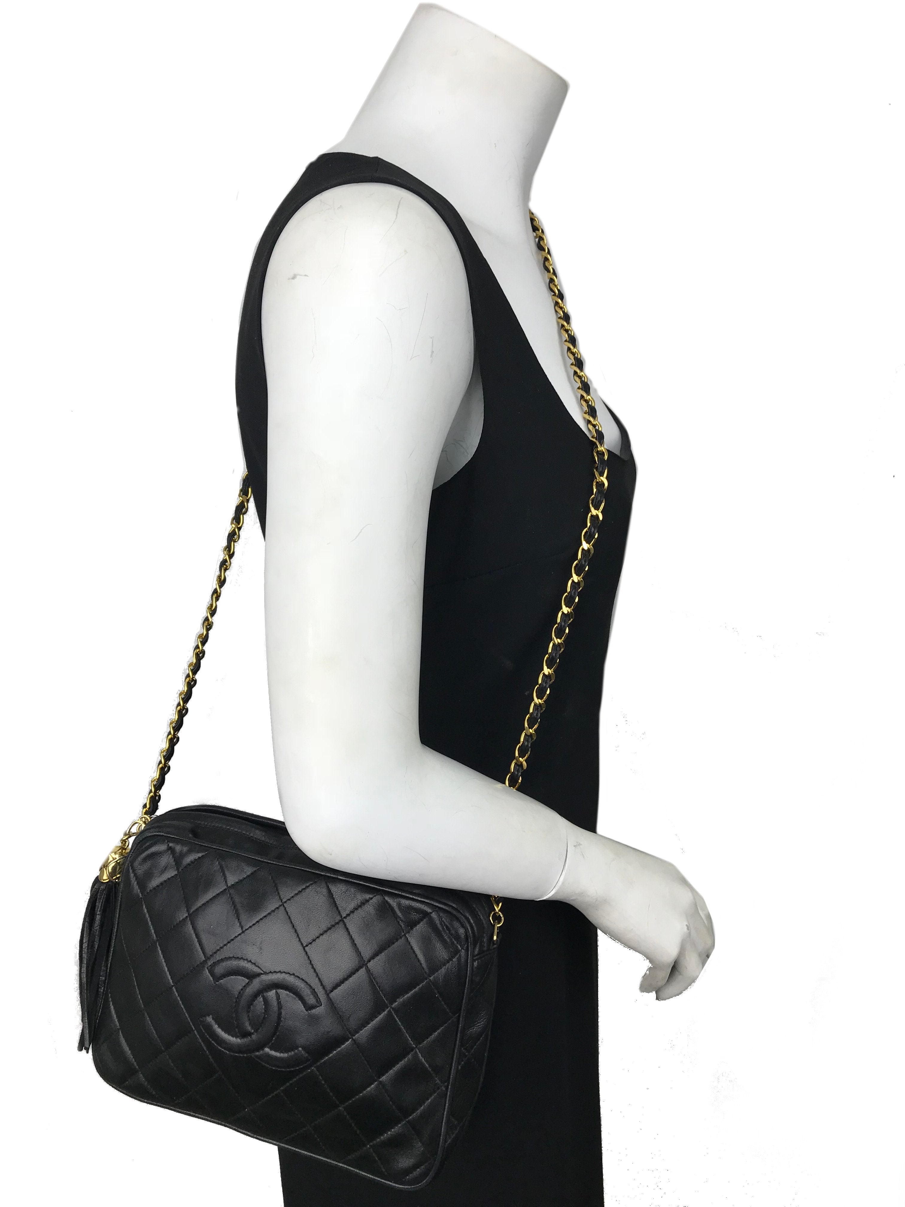 Chanel Quilted Lambskin Leather Tassel Camera Crossbody Bag for Women | Luxury Designer Shoulder Purse | Perfect for Date Night, Parties & Travel Accessories