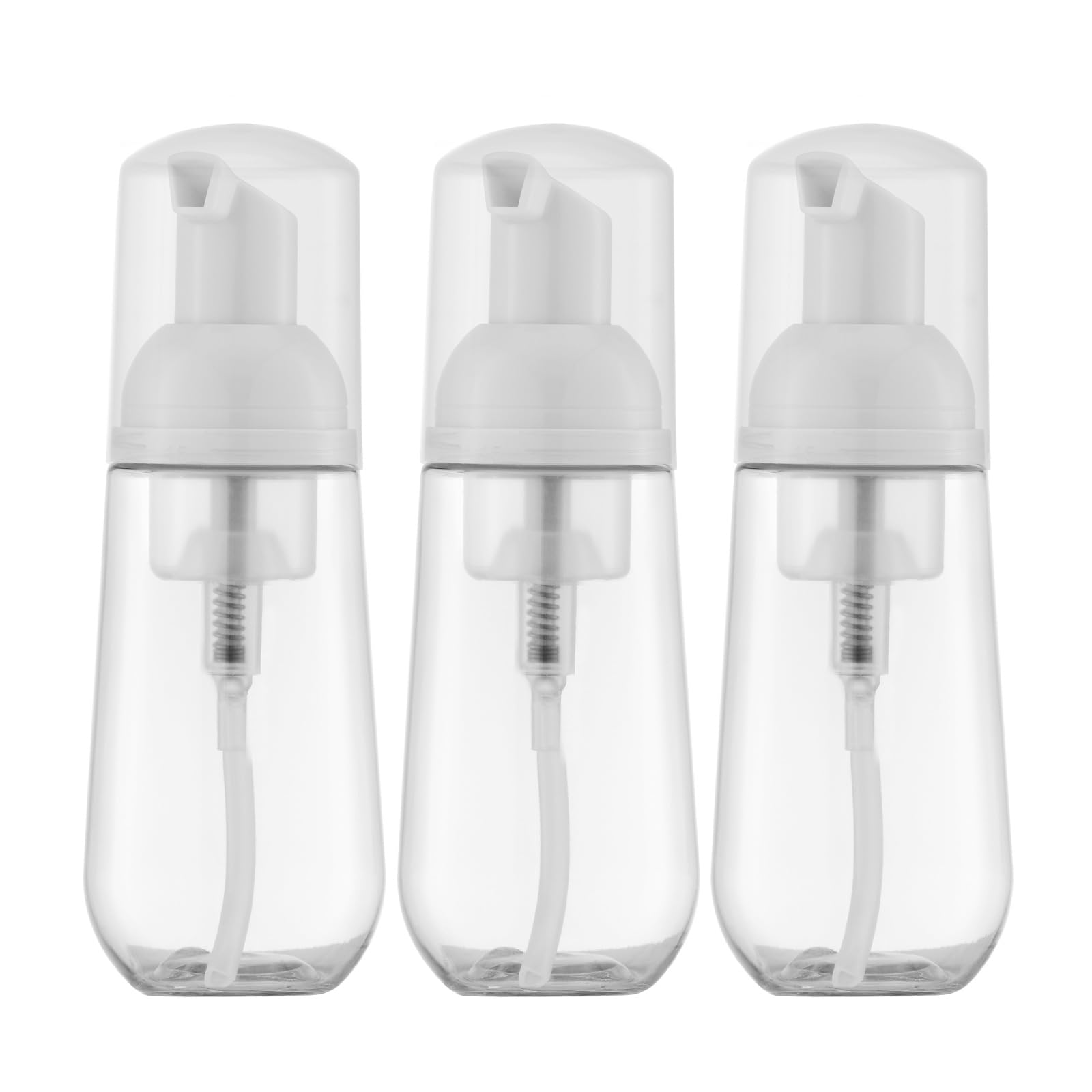 2oz Empty Foam Bottle with Pump Dispenser - Travel Size for Hand Soap, Lash Cleanser & Shampoo (3 Pack, Clear) - Perfect for Home, Salon & On-the-Go Use