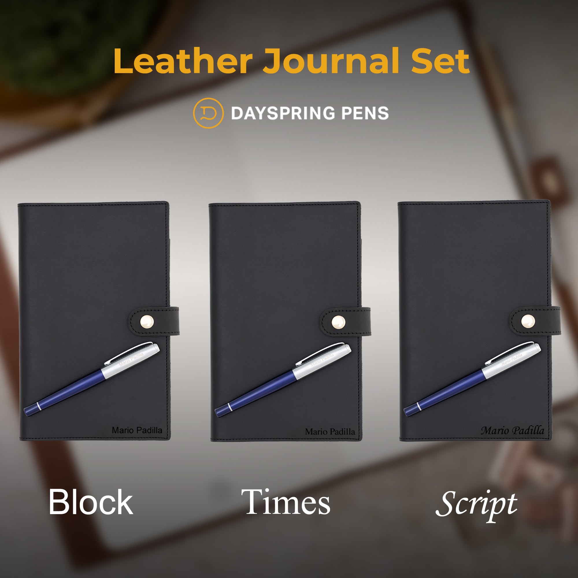 Premium Dayspring Pens Noteworthy Leather Journal and Pen Set - Charcoal Black | Elegant Writing Gift for Men & Women | Perfect for Journaling, Note Taking & Business Meetings