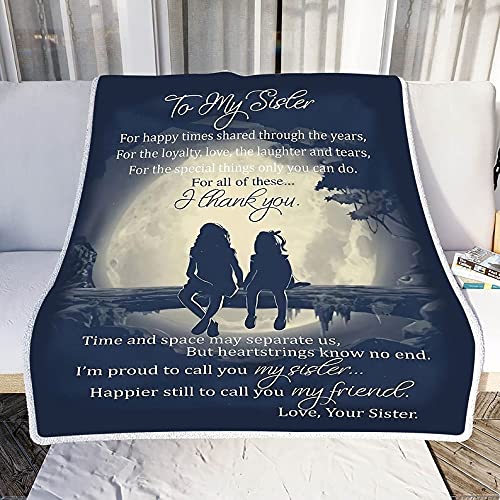 **Personalized Fleece Blanket for Sister - Custom Gift from Sibling, Birthday, Mother's Day, Wedding Anniversary, Graduation Present - Cozy Throw for Snuggling, Movie Nights & Cherished Memories**