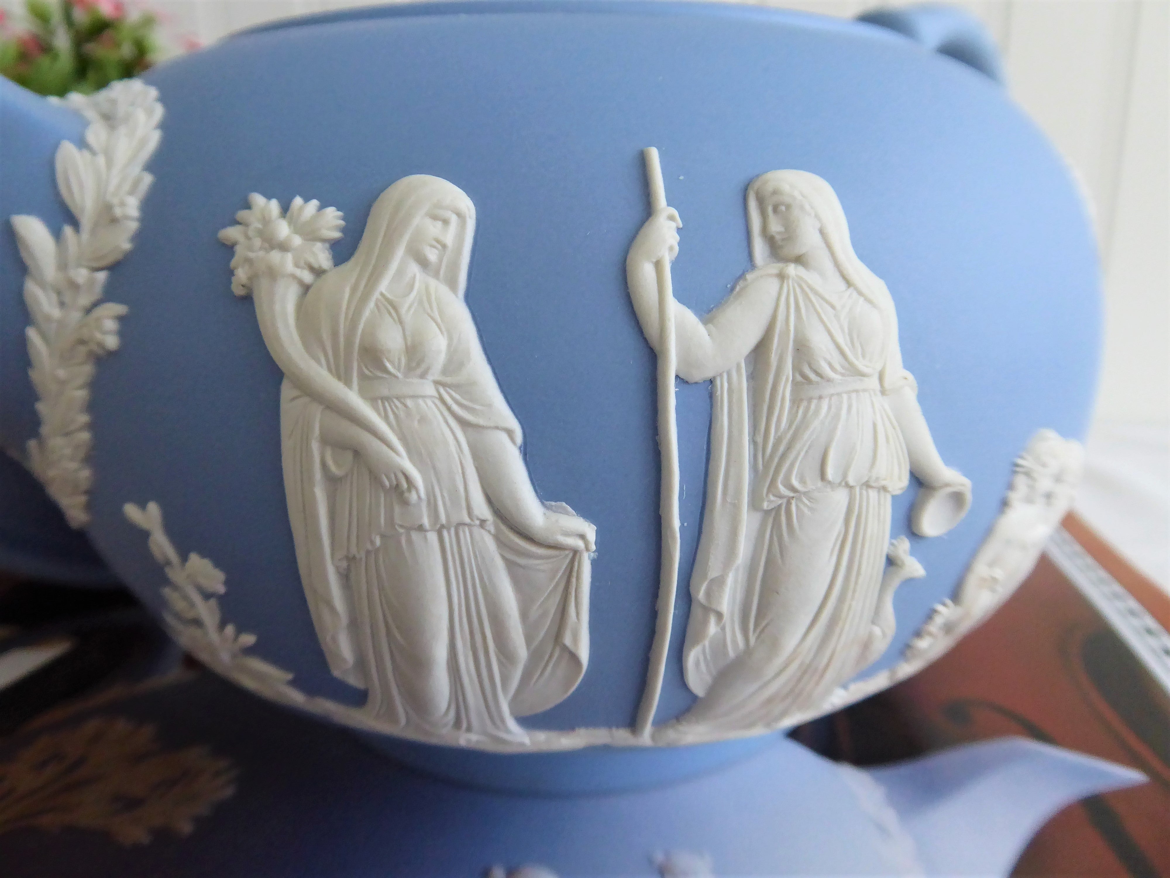 Vintage Wedgwood Blue Jasperware Teapot 1953 - Large Ceres Offering To Peace Design - 6 Cup Capacity - Perfect for Afternoon Tea & Collectible Display