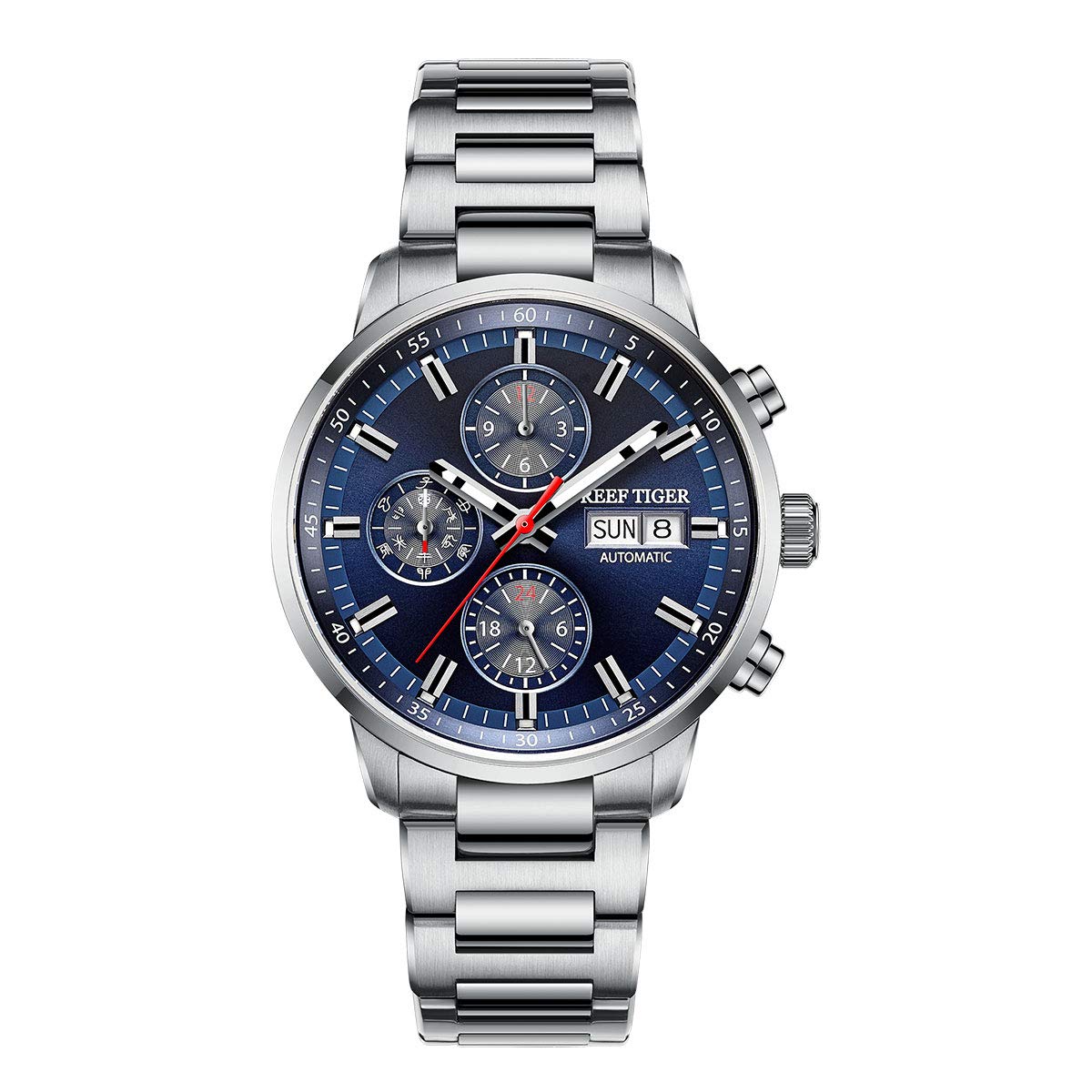 REEF TIGER Stainless Steel Men's Automatic Watch - Waterproof, Multifunctional, Luxury Dress Watch for Business & Casual Wear - RGA1659 | Perfect for Office, Parties & Outdoor Activities