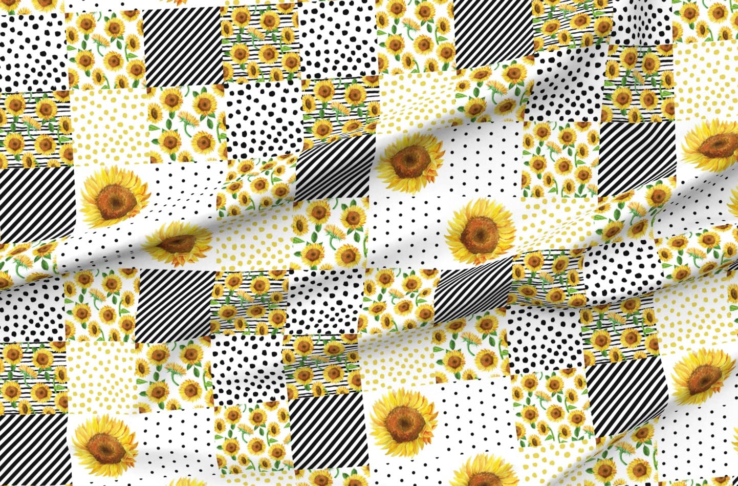 Sunflower Printed Minky Fabric Fat Quarter - Soft Plush Quilt Backing Material for Baby Blankets, Nursery Decor & Sewing Projects - Yellow Cheater Quilt Fabric with Floral Design