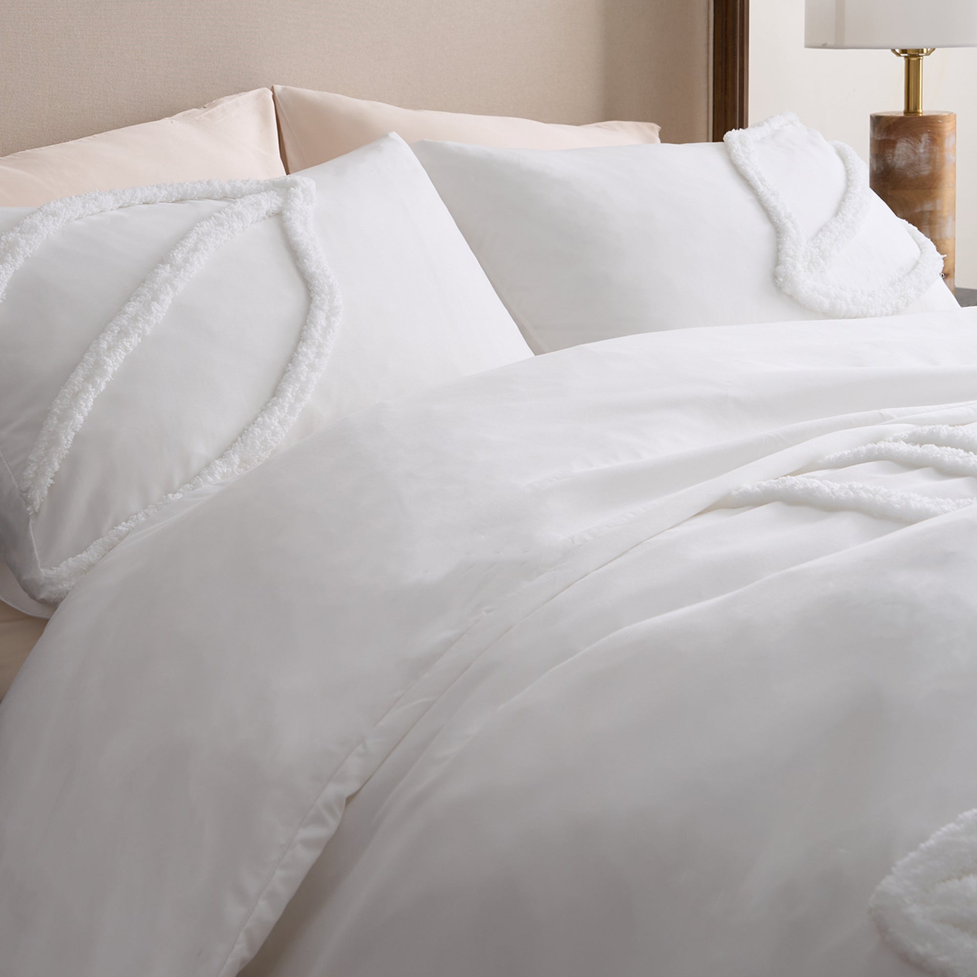 Luxury Leaf Tufted Duvet Cover Set - King Size, 100% Cotton, Botanical Print Bedding - Perfect for Master Bedroom, Guest Room & Cozy Home Decor