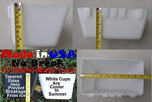 1/2 Gallon (64 fl oz) White Hanging Chicken Water Cups - Durable Feed & Water Cage Cups for Poultry, Gamefowl, Quail, Pheasant (Pack of 120) - Perfect for Coops, Farms & Backyard Bird Keeping