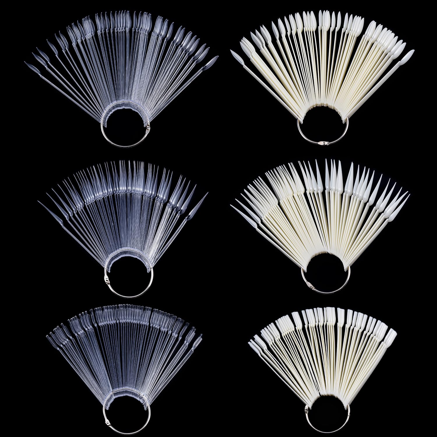 Blinginbox Clear 150PCS Nail Swatch Sticks with Ring - False Nail Sample Sticks for Nail Art Polish Color Practice & Fan-shaped Display - Perfect for Salon Professionals & DIY Nail Enthusiasts