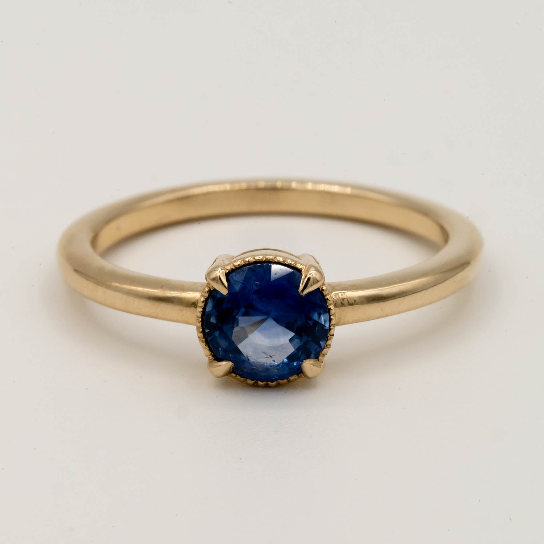 0.87ct Round Blue Sapphire Engagement Ring in 14K Yellow Gold - Perfect for Proposals, Anniversaries & Special Occasions