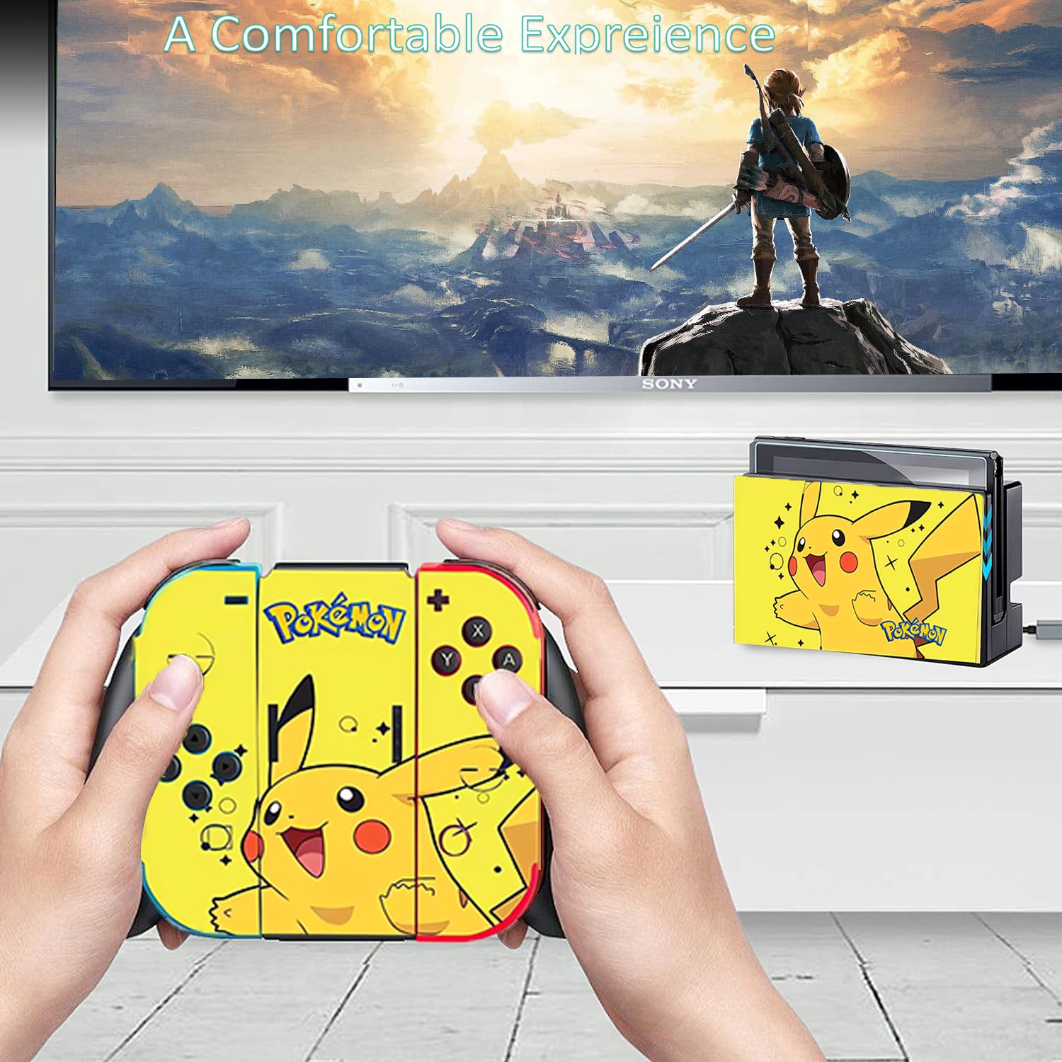 Cute Kawaii Anime Yellow Cartoon Character Decals for Nintendo Switch OLED 2021 - Joy-Con, Backplate & Dock Skins - Perfect for Gaming, Personalization & Gift Giving