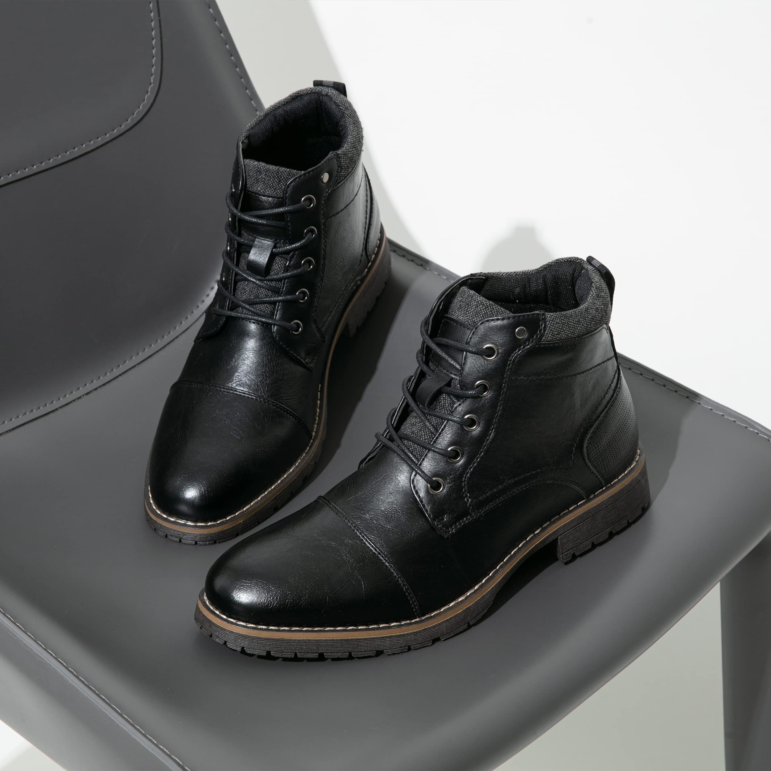 Vostey Men's Motorcycle Boots - Combat & Casual Dress Boots for Riding, Work & Everyday Wear - Durable Leather Biker Boots for Men